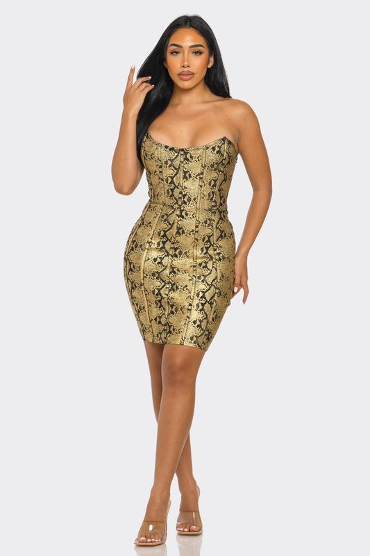 Athina Serpentine Glamour Bodycon Dress in Gold or Silver