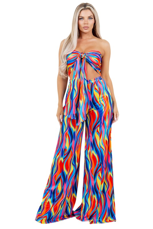 BY CLAUDE TWO PIECE STRAPLESS TOP AND WIDE LEG PANTS SET