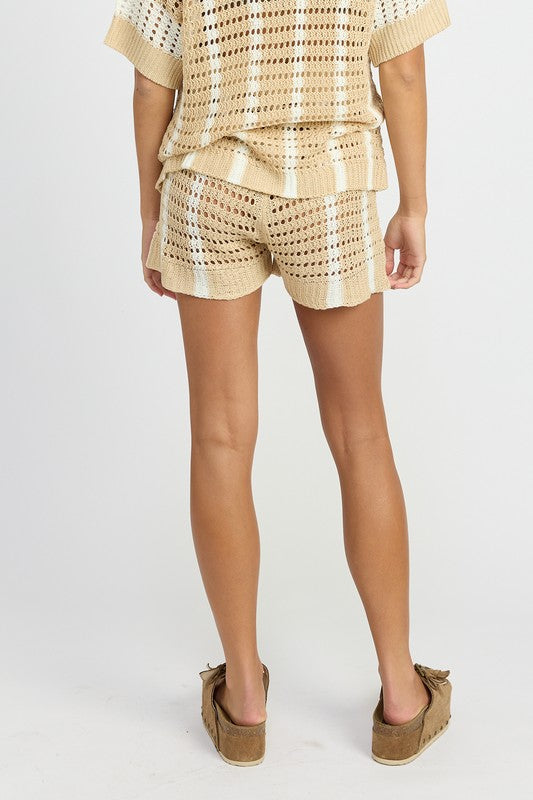 EMORY PARK STRIPED CROCHET SHORTS