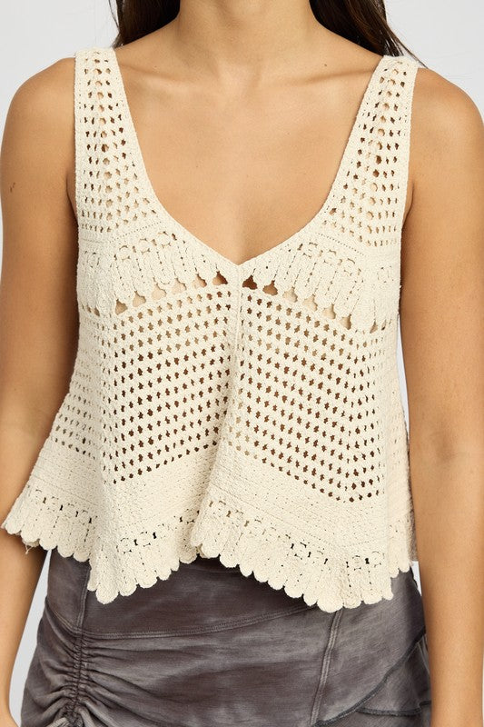 EMORY PARK CROCHET SWING CROP TANK TOP