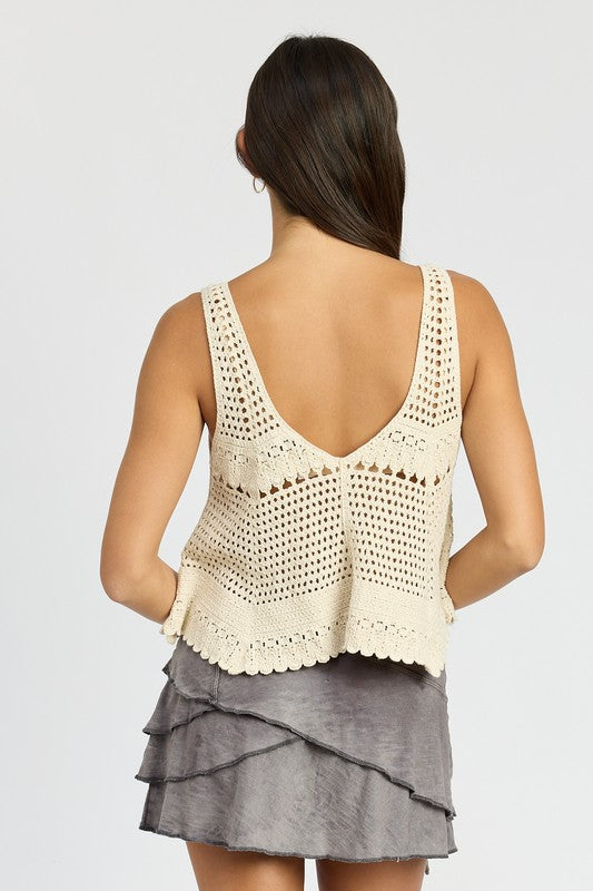 EMORY PARK CROCHET SWING CROP TANK TOP