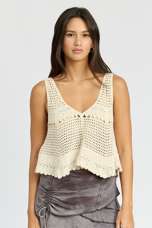 EMORY PARK CROCHET SWING CROP TANK TOP