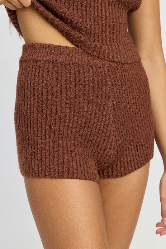 EMORY PARK RIBBED KNIT COTTON MINI LOUNGE SHORTS IN 2 COLORS