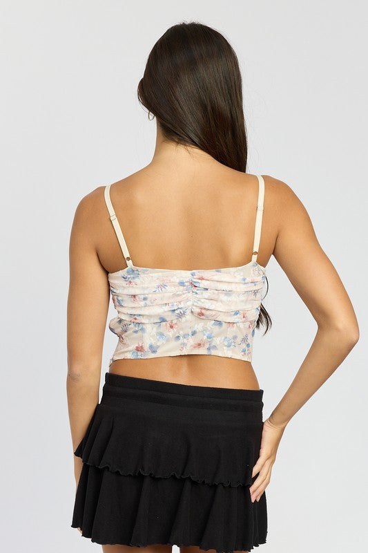 EMORY PARK FLORAL MESH CORSET TOP