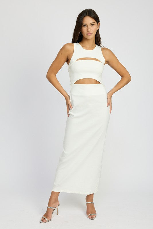 Emory Park Cutout Midi Tank Dress in Cream