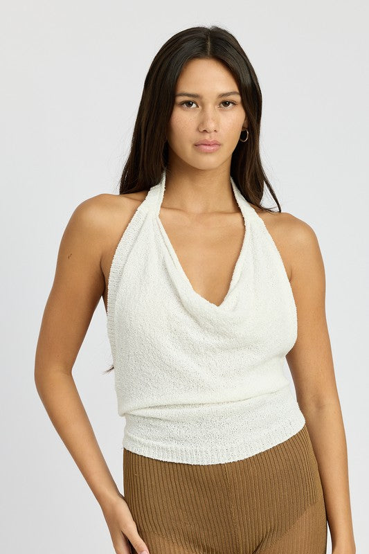 EMORY PARK COWL NECK HALTER TOP IN 2 COLORS