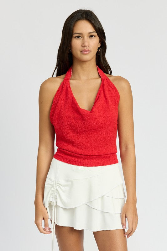 EMORY PARK COWL NECK HALTER TOP IN 2 COLORS