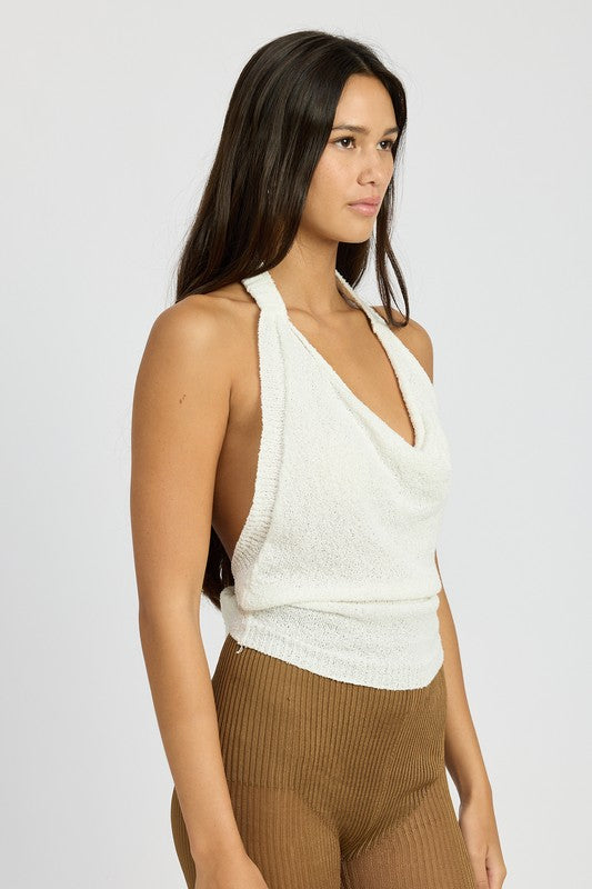 EMORY PARK COWL NECK HALTER TOP IN 2 COLORS