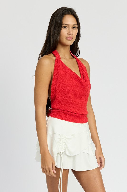 EMORY PARK COWL NECK HALTER TOP IN 2 COLORS