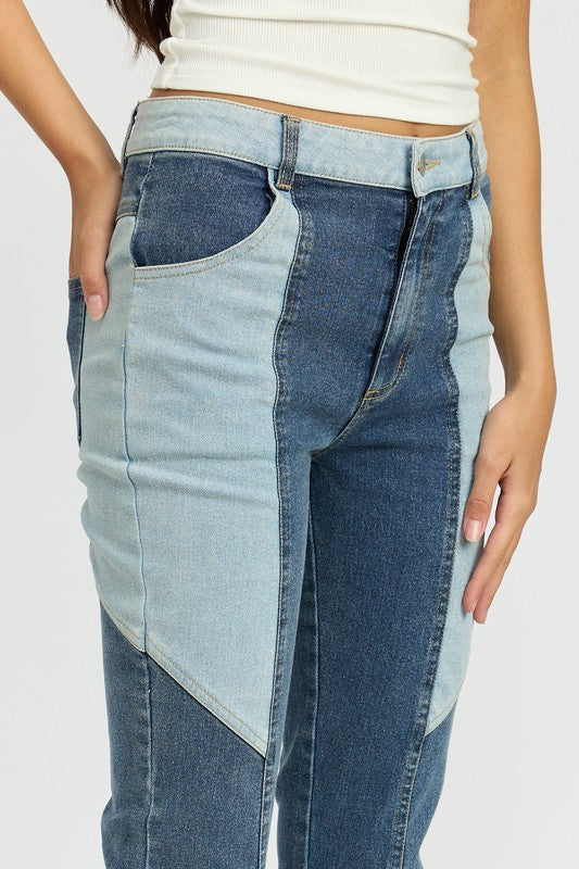 EMORY PARK COLOR BLOCK WIDE LEG JEANS