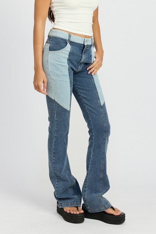 EMORY PARK COLOR BLOCK WIDE LEG JEANS