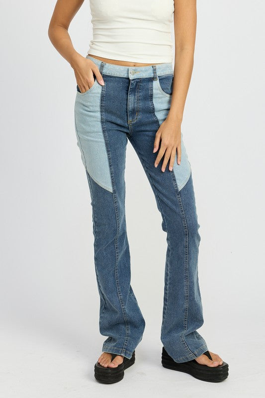 EMORY PARK COLOR BLOCK WIDE LEG JEANS