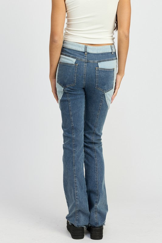 EMORY PARK COLOR BLOCK WIDE LEG JEANS