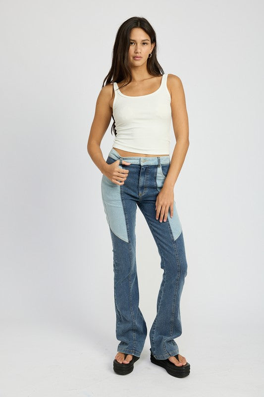 EMORY PARK COLOR BLOCK WIDE LEG JEANS