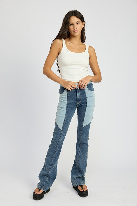 EMORY PARK COLOR BLOCK WIDE LEG JEANS