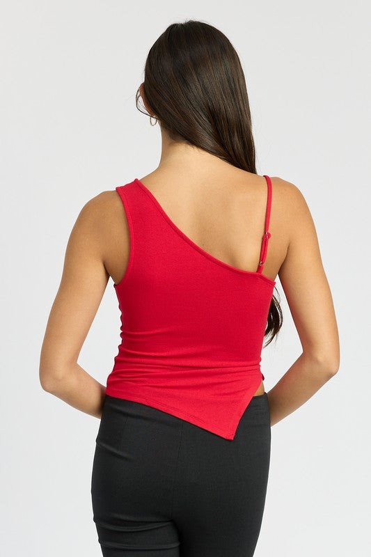 ONE SHOULDER RUCHED TOP