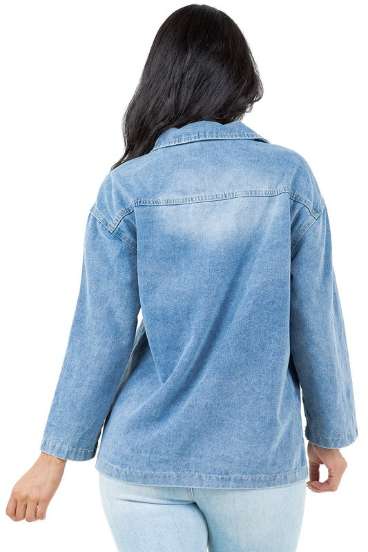 BY CLAUDE LONG SLEEVE DENIM TOP