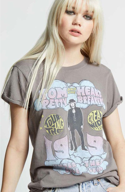 Recycled Karma "Tom Petty 1991 Blue Skies" Graphic Tee in Steel Gray