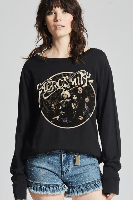 Recycled Karma "Aerosmith Back In The Saddle" Long Sleeve Graphic Tee