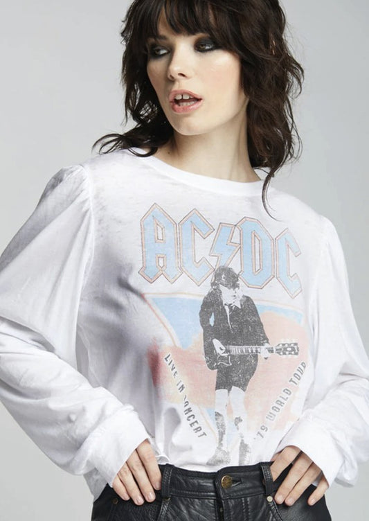 Recycled Karma "AC/DC 1979 World Tour" Puff Long Sleeve Graphic Tee