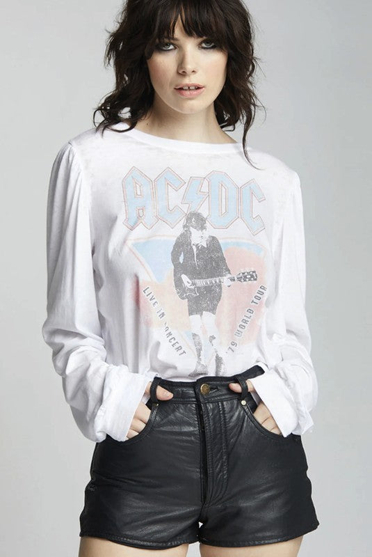 Recycled Karma "AC/DC 1979 World Tour" Puff Long Sleeve Graphic Tee