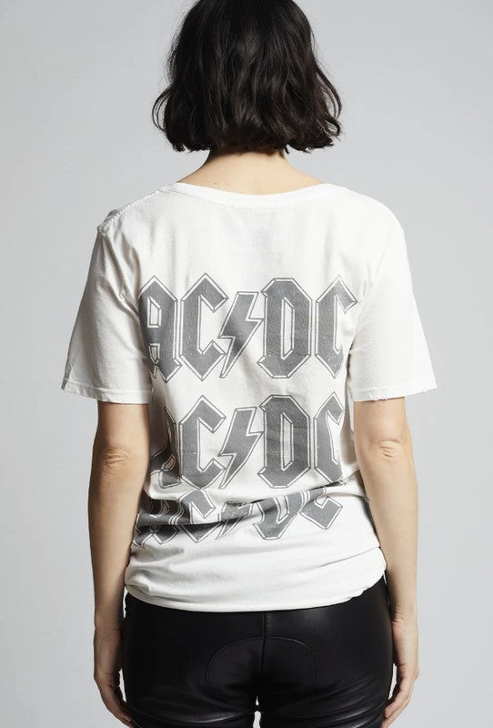 Recycled Karma "AC/DC Bolt" Vintage Boyfriend Short Sleeve Graphic Tee