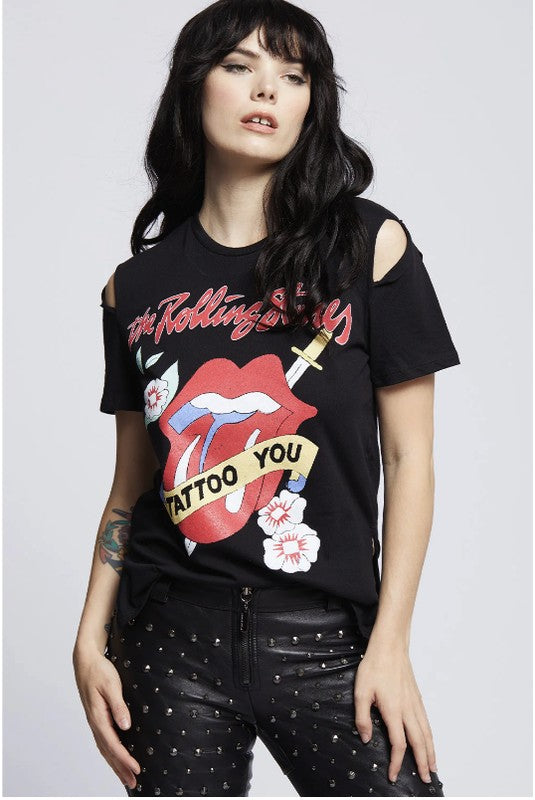 Recycled Karma "The Rolling Stones" Slit Sleeve Graphic Tee