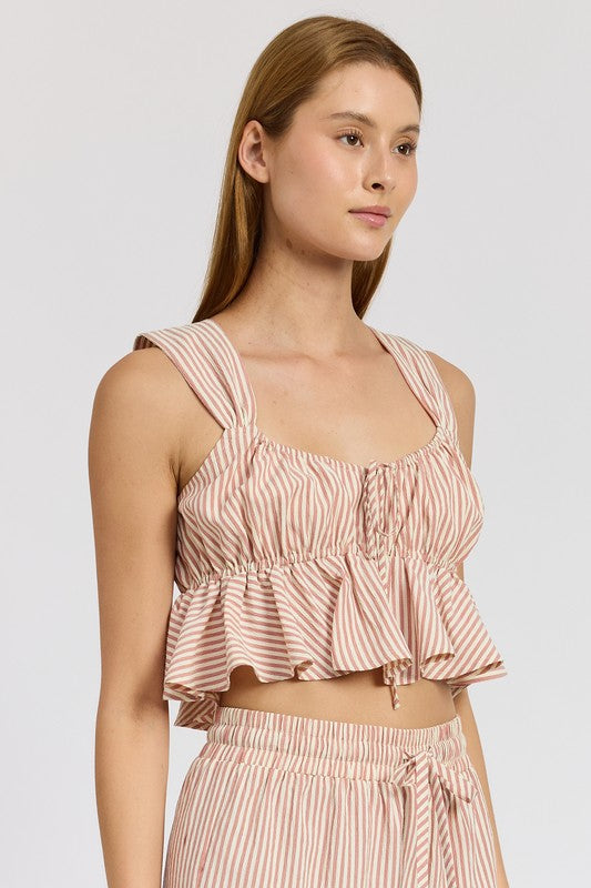 EMORY PARK BABYDOLL CROPPED TANK TOP