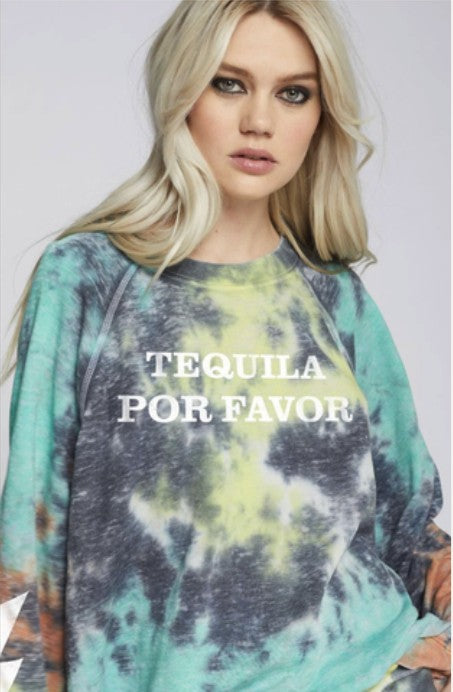 Recycled Karma Tequila Por Favor Tie Dye Graphic Sweatshirt