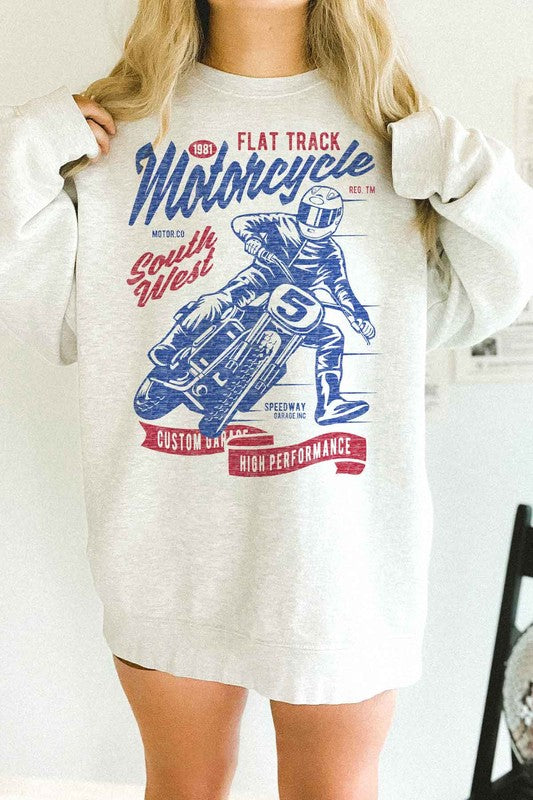 ROSEMEAD LOS ANGELES CO UNISEX "SOUTH WEST MOTORCYCLE" OVERSIZED GRAPHIC SWEATSHIRT in 4 COLORS