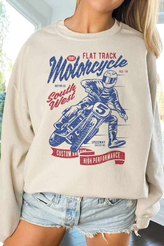 ROSEMEAD LOS ANGELES CO UNISEX "SOUTH WEST MOTORCYCLE" OVERSIZED GRAPHIC SWEATSHIRT in 4 COLORS