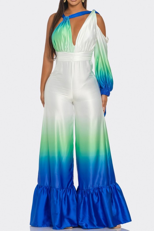 ATHINA Ocean Satin Ombre Jumpsuit