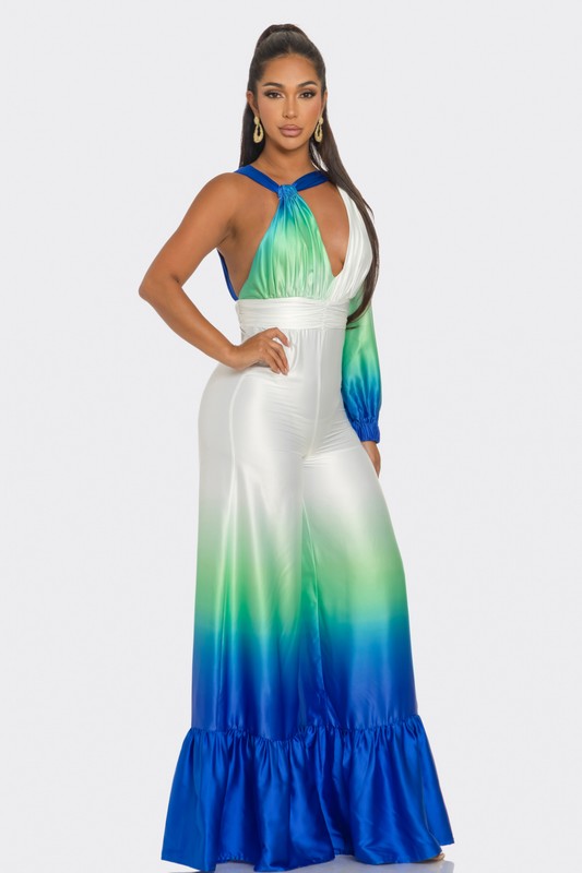 ATHINA Ocean Satin Ombre Jumpsuit