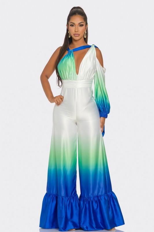 ATHINA Ocean Satin Ombre Jumpsuit