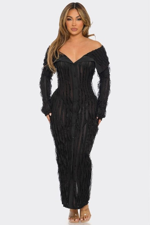 BY CLAUDE LONG SLEEVE MAXI DRESS