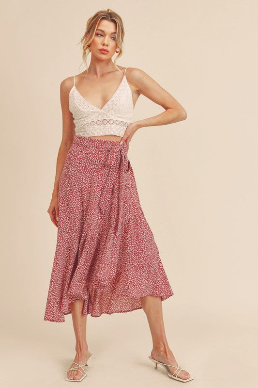 Aemi + Co Cara Floral Wrap Midi Skirt in 5 Colors