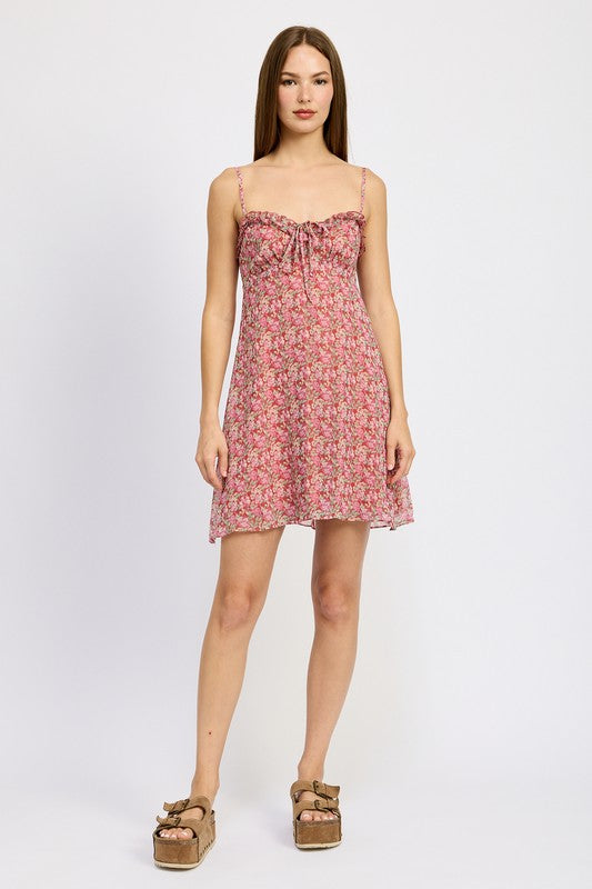 EMORY PARK PRINTED RUFFLE MINI DRESS