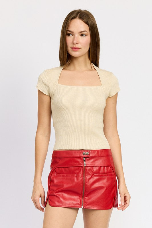 EMORY PARK SQUARE NECK Short Sleeve TOP in 2 COLORS