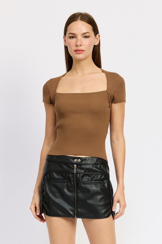 EMORY PARK SQUARE NECK Short Sleeve TOP in 2 COLORS