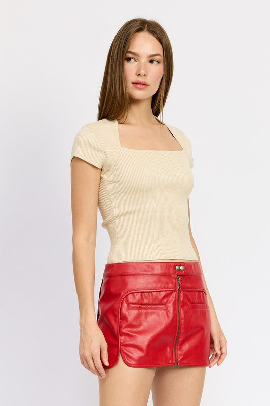 EMORY PARK SQUARE NECK Short Sleeve TOP in 2 COLORS