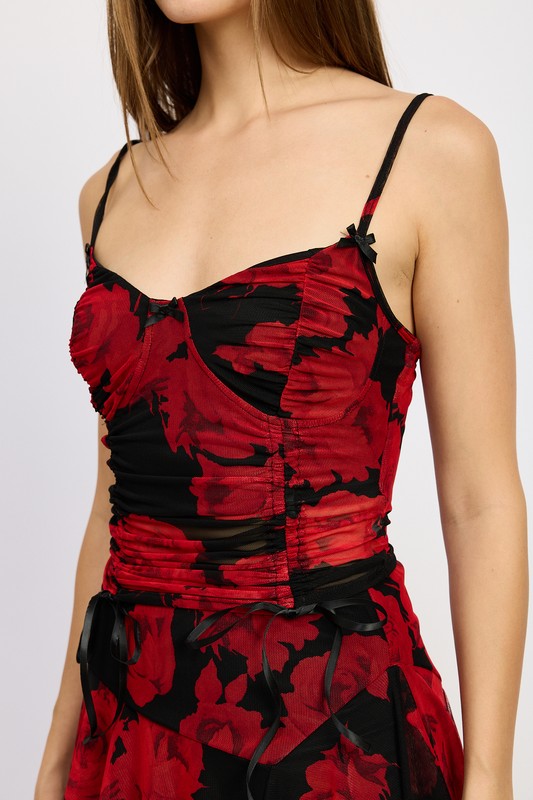 EMORY PARK FLORAL RUCHED CORSET TOP