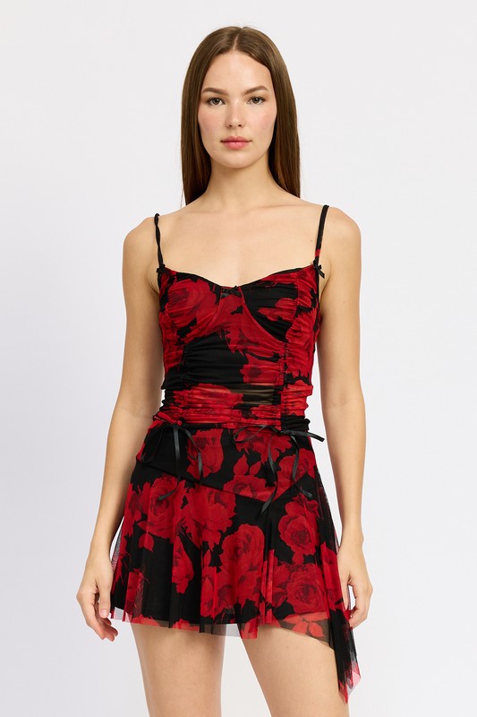 EMORY PARK FLORAL RUCHED CORSET TOP