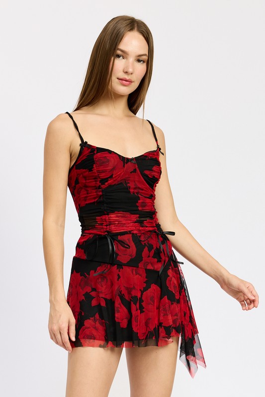 EMORY PARK FLORAL RUCHED CORSET TOP