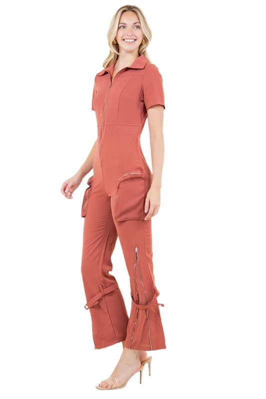 BY CLAUDE SHORT SLEEVE JUMPSUIT