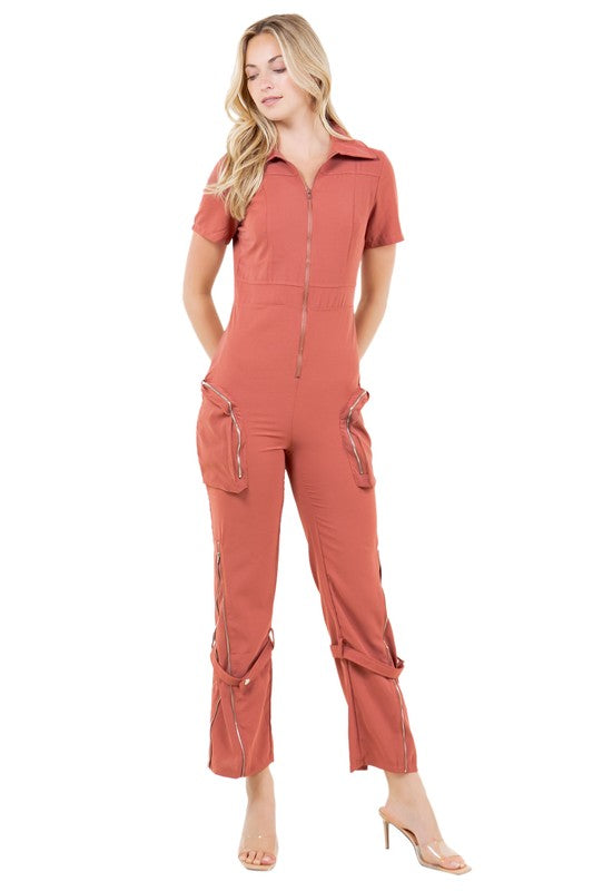 BY CLAUDE SHORT SLEEVE JUMPSUIT