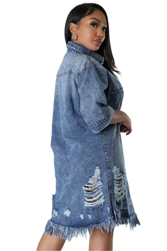 BY CLAUDE HALF SLEEVE DENIM DRESS