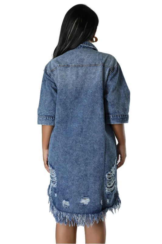 BY CLAUDE HALF SLEEVE DENIM DRESS