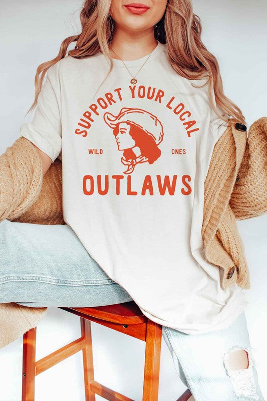 ROSEMEAD LOS ANGELES CO UNISEX "SUPPORT YOUR LOCAL OUTLAWS" GRAPHIC TEE IN 5 COLORS