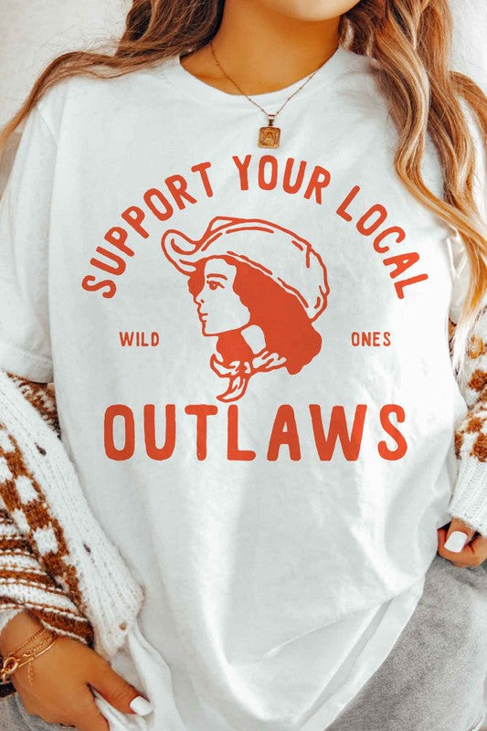 ROSEMEAD LOS ANGELES CO UNISEX "SUPPORT YOUR LOCAL OUTLAWS" GRAPHIC TEE IN 5 COLORS