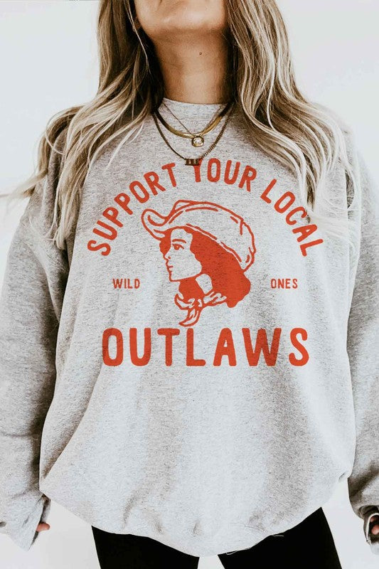 ROSEMEAD LOS ANGELES CO UNISEX "SUPPORT YOUR LOCAL OUTLAWS" GRAPHIC SWEATSHIRT